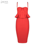 Sexy Women Spaghetti Strap Ruffles Hem Cropped Top& Skirt  Woman Set