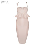 Sexy Women Spaghetti Strap Ruffles Hem Cropped Top& Skirt  Woman Set