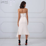 Strapless Cropped Tops&Split Skirt 2 Two Pieces Women Set