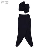 Strapless Cropped Tops&Split Skirt 2 Two Pieces Women Set