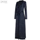 Long Sleeve Hollow Out Long Coat Jacket with Sash