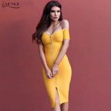 Sexy Off The Shoulder Short Sleeve Zipper Front Both Side Dress