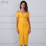 Sexy Off The Shoulder Short Sleeve Zipper Front Both Side Dress