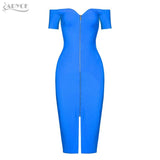 Sexy Off The Shoulder Short Sleeve Zipper Front Both Side Dress