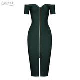 Sexy Off The Shoulder Short Sleeve Zipper Front Both Side Dress