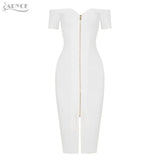 Sexy Off The Shoulder Short Sleeve Zipper Front Both Side Dress