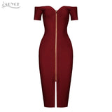 Sexy Off The Shoulder Short Sleeve Zipper Front Both Side Dress
