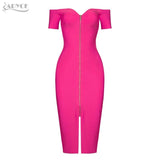 Sexy Off The Shoulder Short Sleeve Zipper Front Both Side Dress