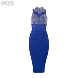 Beaded Rhinestone Wine Sleeveless High Neck Mesh Dress