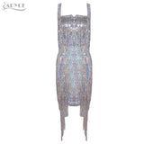 Elegant Sequins Embellished Fringe Runway Dress