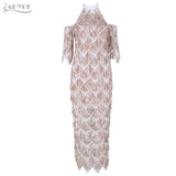 Sequins Embellished Mesh Runway Dress