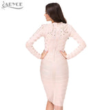 Long Sleeve Studded Button Olive Mesh High Neck Dress