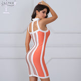 Striped Halter Sleeveless Knee-Length Dress