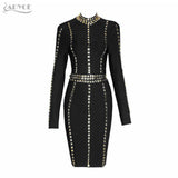Stand Neck Long Sleeve Sequined Knee-Length  Dress