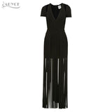 Short Sleeve Long Tassel Fringe Dress Women Maxi Dress