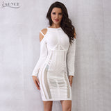 Long Sleeve Mesh Black White Dresses