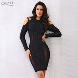 Long Sleeve Mesh Black White Dresses