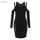Long Sleeve Mesh Black White Dresses