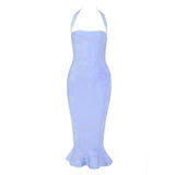 Halter Fishtail Midi Backless Dress