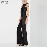 Long Bandage Rompers Bodysuit Black Cut Out Sleeveless Jumpsuits