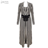 Striped Women 3 Pieces Sets Crop Tops&Pants&Jacket  Set