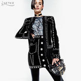 Rivet Tassels Embellished Long Sleeve  Women Jacket Coat