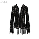 Rivet Tassels Embellished Long Sleeve  Women Jacket Coat