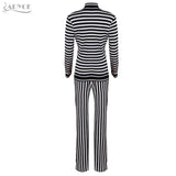Stripes Long Sleeve Jacket&Pants Women Set