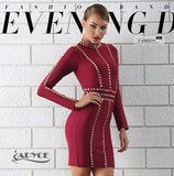 Stand Neck Long Sleeve Sequined Knee-Length  Dress