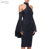 Vestidos Flare Sleeve Black Halter Dresses