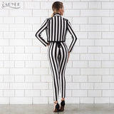 Striped Jacket&jumpsuit 2 Two Pieces Set