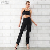 Spaghetti Strap Tassel Crop Tops&Pants Women Set
