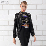 Rivet Tassels Embellished Long Sleeve  Women Jacket Coat