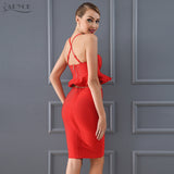 Sexy Women Spaghetti Strap Ruffles Hem Cropped Top& Skirt  Woman Set