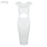 O-neck Sleeveless Lace Hollow Out White Hot Dress