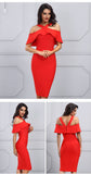 Ruffles Patchwork Off the Shoulder Dress