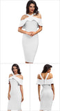 Ruffles Patchwork Off the Shoulder Dress