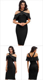 Ruffles Patchwork Off the Shoulder Dress