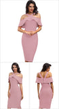 Ruffles Patchwork Off the Shoulder Dress
