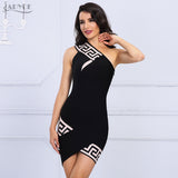 Sexy One Shoulder Geometric Print Black Dress