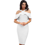 Ruffles Patchwork Off the Shoulder Dress
