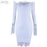 Long Lace Slash Neck Bandage Dress