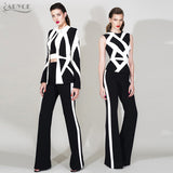 Striped White Tops&Pant 2 Two Pieces Set
