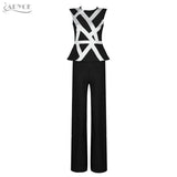Striped White Tops&Pant 2 Two Pieces Set