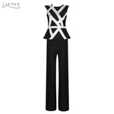 Striped White Tops&Pant 2 Two Pieces Set