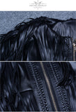 Black Tassels Sleeveless Jacket Lady Basic Coat