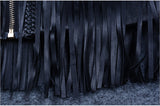 Black Tassels Sleeveless Jacket Lady Basic Coat