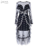 Sheer Dot Lace Mesh Dress Sexy White Black Celebrity Evening Party Dress