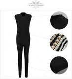 Beads Embellished Jumpsuit Sexy Backless Sleeveless Chain Jumpsuits