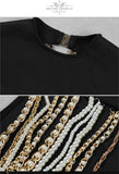 Beads Embellished Jumpsuit Sexy Backless Sleeveless Chain Jumpsuits